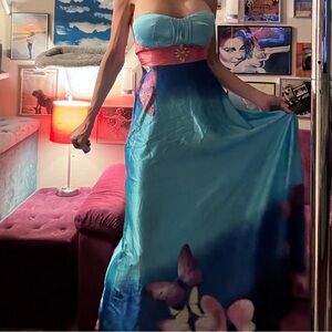 FLASH PRICE DROP TODAY ONLY Strapless Satin Fairytale Dress with Butterflies! 🦋